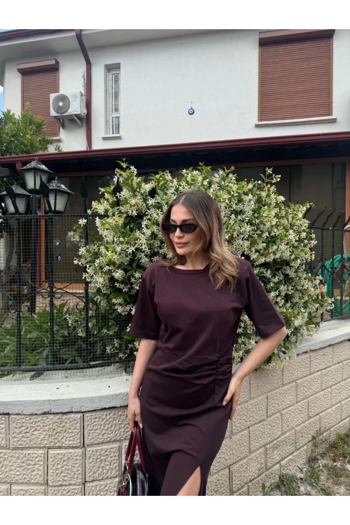 Vionne Yandan Yırtmaçlı Maxi Elbise