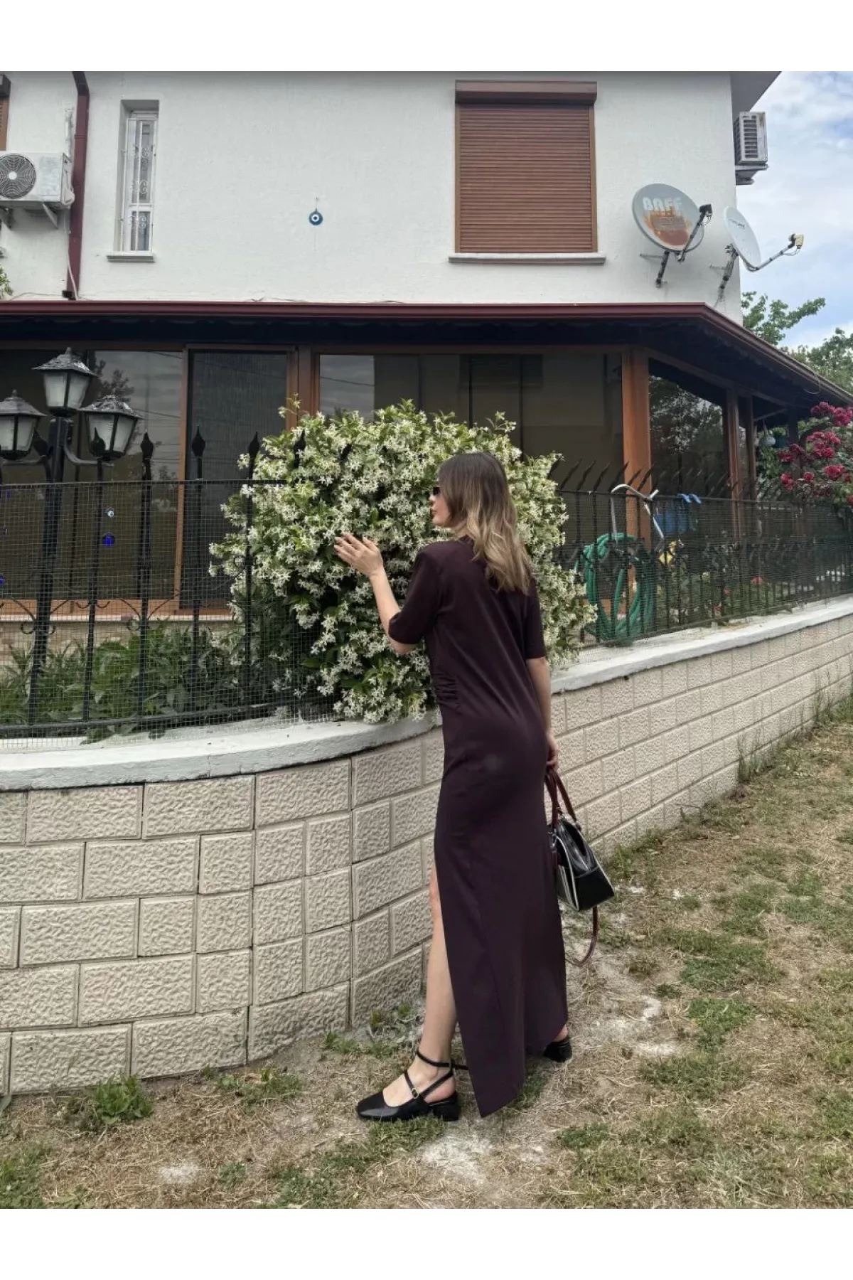Vionne Yandan Yırtmaçlı Maxi Elbise